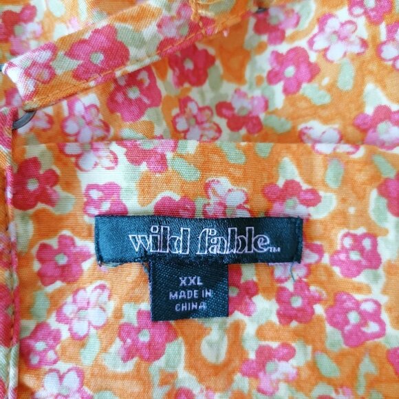 Wild Fable Womens Orange Floral Print Romantic Peasant Mini Dress Plus Size XXL - Picture 5 of 8